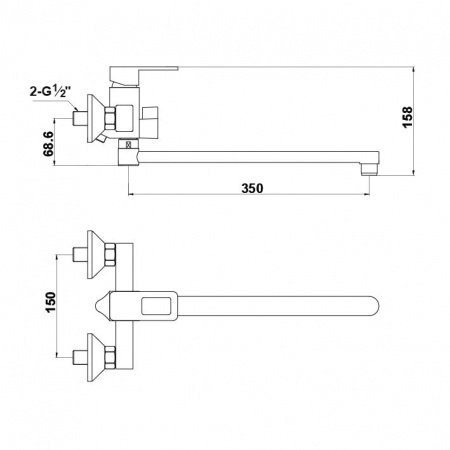 Смеситель для ванны с душем Timo Sahara 2205YCR chrome хром