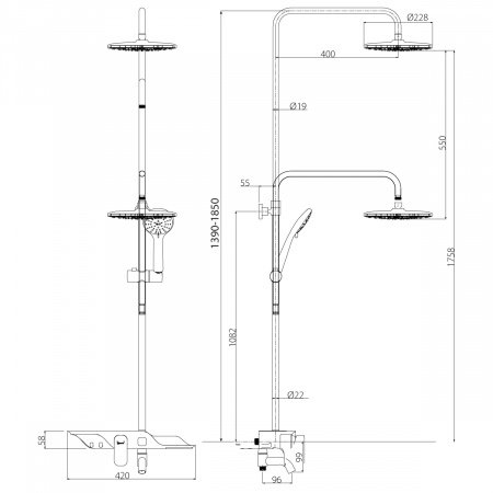 Душевая стойка Lemark Tropic LM7003C хром