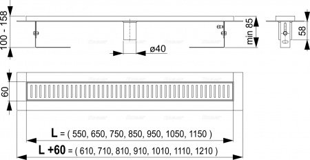 Душевой лоток Alcaplast APZ2001-1150 хром без решетки