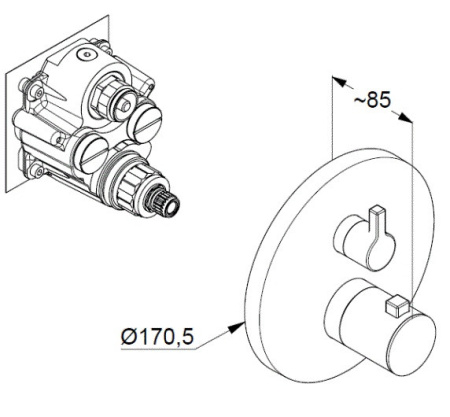 Встраиваемая душевая система с термостатом Kludi Nova Fonte 208313915 черный матовый