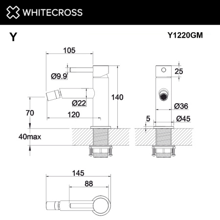 Смеситель для биде WHITECROSS Y Y1220GM (оружейная сталь)