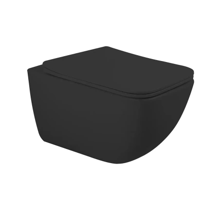 Унитаз подвесной безободковый GID Tr2143TF-BM черный матовый с сиденьем микролифт