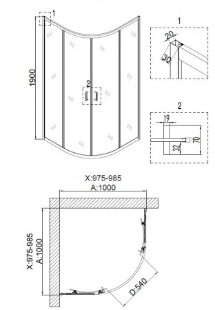 Душевой угол Niagara NG- 6607-08 100x100x190 профиль хром, стекло прозрачное