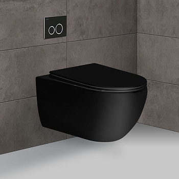 Унитаз подвесной безободковый Vincea Evo VT1-34MB черный матовый, с сиденьем микролифт