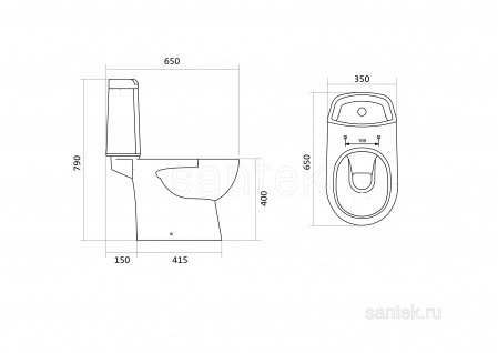 Унитаз-компакт Santek Остин с горизонтальным выпуском 1WH302419