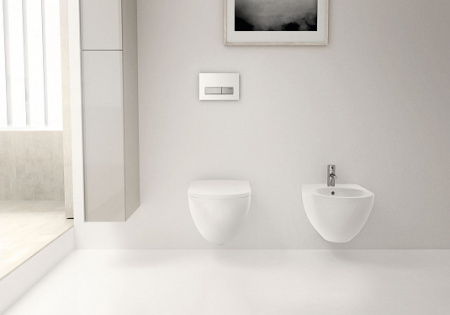 Унитаз с инсталляцией подвесной GEBERIT Acanto 500.301.KJ.A клавиша смыва белый