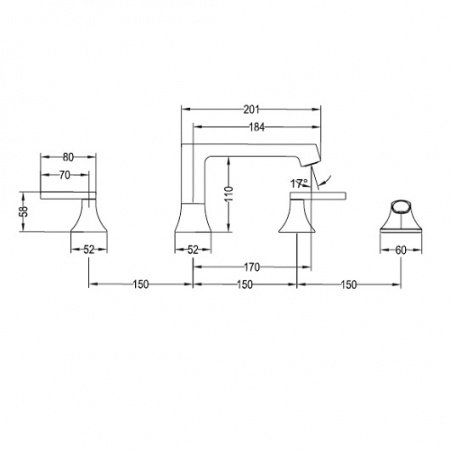 Смеситель для ванны с душем Villeroy & Boch Classic TVT10100100061 хром