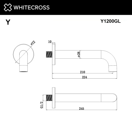 Излив настенный WHITECROSS Y1200GL (золото)