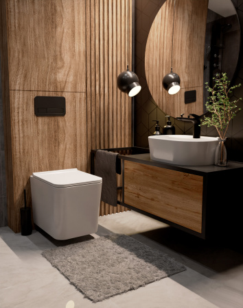 Унитаз подвесной безободковый AQUAme AQM2003 белый, с сиденьем микролифт