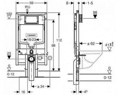 Инсталляция для подвесных унитазов Geberit Sigma 8 111.796.00.1