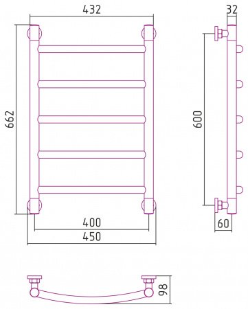 Полотенцесушитель водяной Сунержа Галант+ 60х40 черный матовый