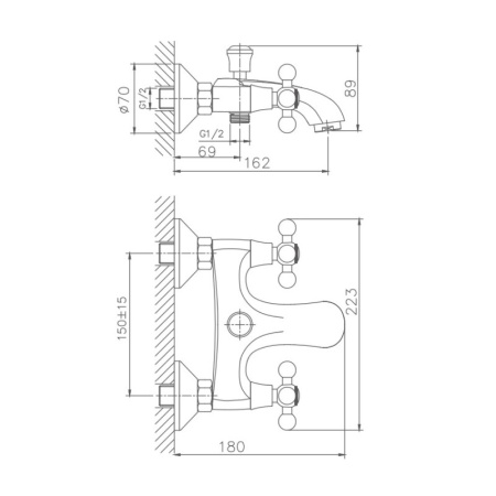 Смеситель для ванны Haiba HB3119-4, бронза