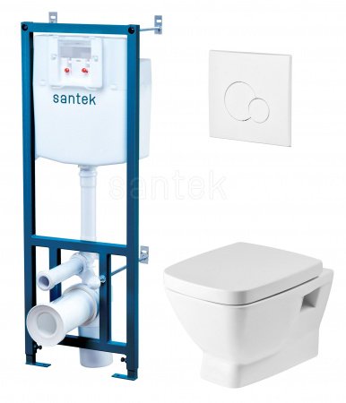 ПЭК Santek Нео Пэк 1WH302463 подвесная чаша + инсталляция + сиденье + панель белого цвета