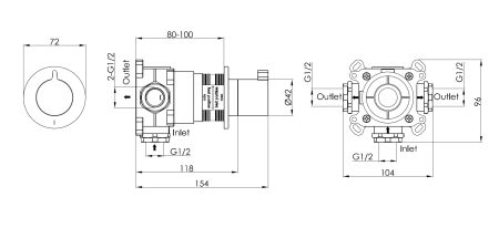 Переключатель для душа на 2 положения Benesque Lumiere 12010404 латунь брашированная