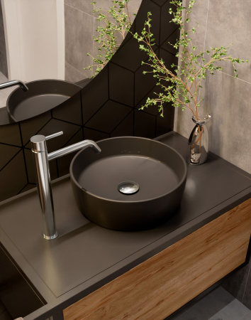 Раковина накладная 35.5см AQUAme AQM5012MDG серый матовый