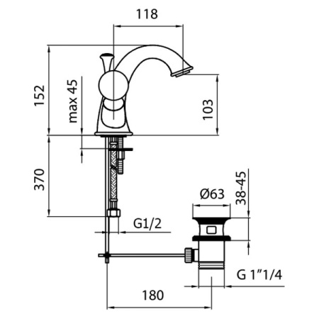 Смеситель для раковины Webert Karenina KA700102017, хром/золото