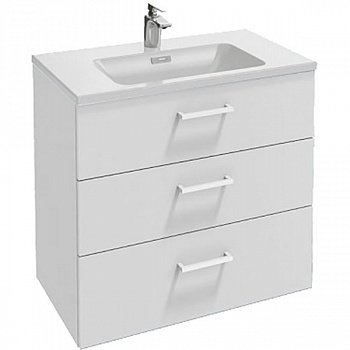 Тумба под раковину Jacob Delafon Vox 80 3 ящика прямоугольные ручки Белый блестящий лак