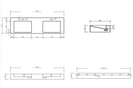 Раковина подвесная ABBER Stein AS2643-1.5 двойная, белая матовая