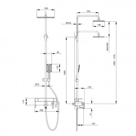 Душевая стойка Lemark Mista LM6462WG золото/белый