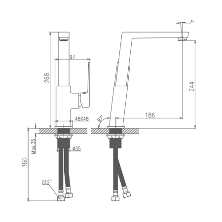 Смеситель для кухни Haiba HB70191, хром