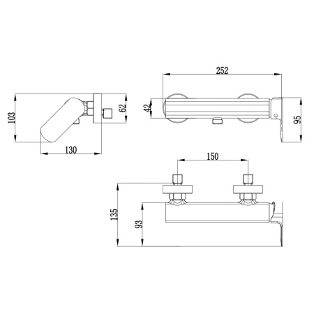 Смеситель для душа с душевым набором AQUAme Monza AQM6313BG золото матовое