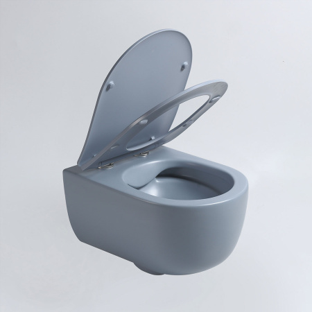 Унитаз подвесной безободковый Vincea Evo VT1-34SMO голубой матовый, с сиденьем микролифт