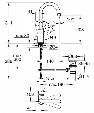 Смеситель для раковины Grohe BauEdge New 23760001 хром