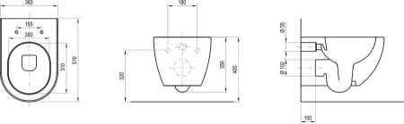 Унитаз подвесной безободковый Ravak Uni Uni Chrome RimOff X01794 без сиденья, черный матовый