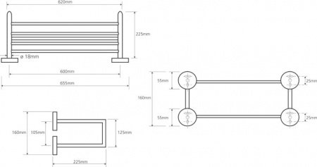 Полка для полотенец Bemeta Omega 104205102 Глянцевый хром