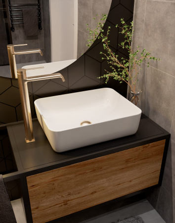 Смеситель для раковины AQUAme Asti AQM6414BG золото матовое