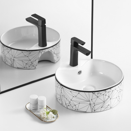 Раковина накладная 41см Point Виктория PN43065WB белый/черный