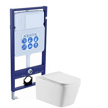 Set AQUATEK ЛИБРА (рама AQUATEK Standard INS-0000012+звукоизоляционная прокладка+унитаз ЛИБРА AQ0530-00+тонкое сиденье с механизмом плавного закрывания)