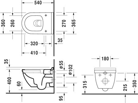Унитаз подвесной безободковый Duravit Starck 3 45270900A1 с сиденьем микролифт
