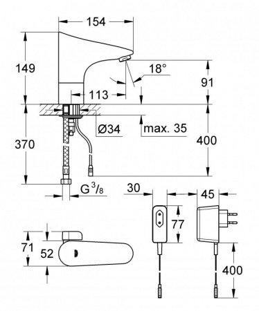 Смеситель для раковины Grohe Europlus E 36016001 хром