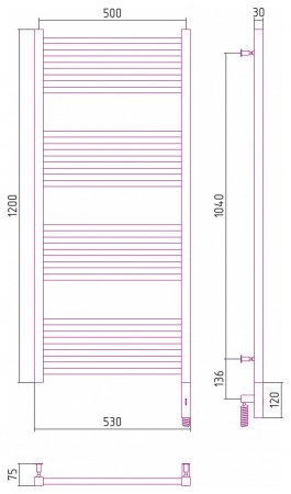Полотенцесушитель электрический Сунержа Модус 3.0 120х50 черный матовый, правый ТЭН