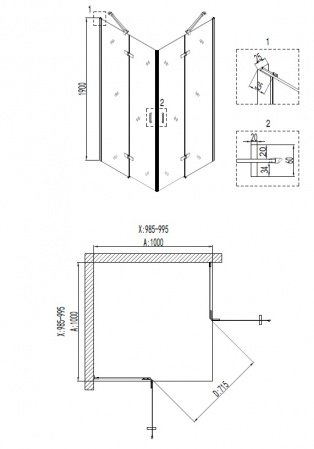 Душевой угол Niagara NG- 6614-08 100x100x190 профиль хром, стекло прозрачное
