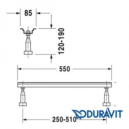 Ножки для ванн и душевых поддонов Duravit 790100 с боковой длиной> 1000 мм