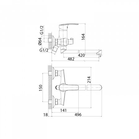 Смеситель для ванны с душем IDDIS Ray RAYSBL2i10WA хром глянцевый