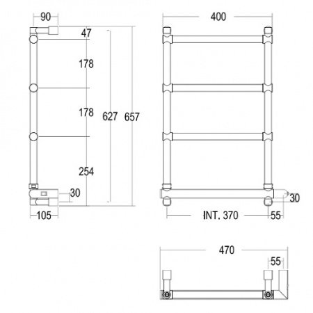 Полотенцесушитель электрический Margaroli Sole 542-4/S 5423704CRNB 660х470 хром