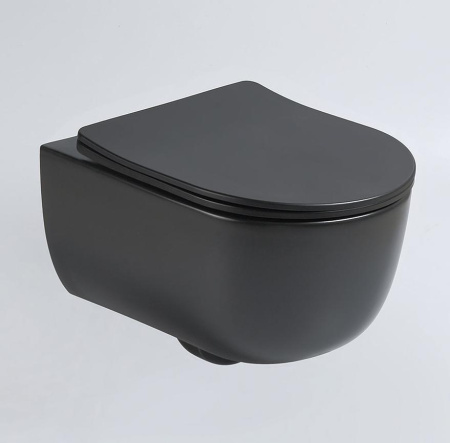 Унитаз подвесной безободковый Vincea Evo VT1-34SMB черный матовый, с сиденьем микролифт