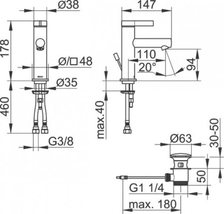 Смеситель для раковины Keuco IXMO PURE 59502371000 черный матовый