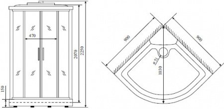 Душевая кабина Timo Lux T-7709 P 90x90x220 профиль хром глянцевый, стекло прозрачное