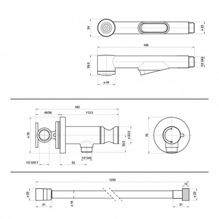 Гигиенический душ со смесителем Bossini Macan E37031B.030 хром