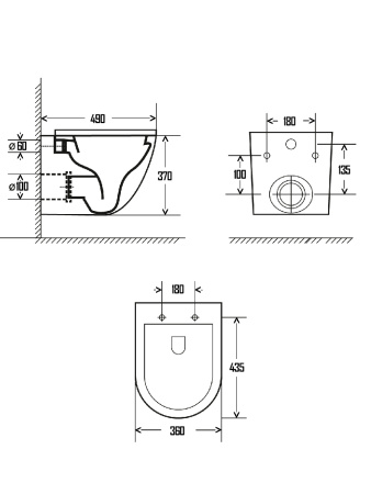 Унитаз подвесной безободковый AQUAme AQM2002MB черный матовый, с сиденьем микролифт