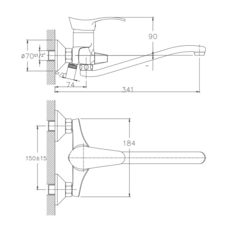 Смеситель для ванны Haiba HB2201-1, хром