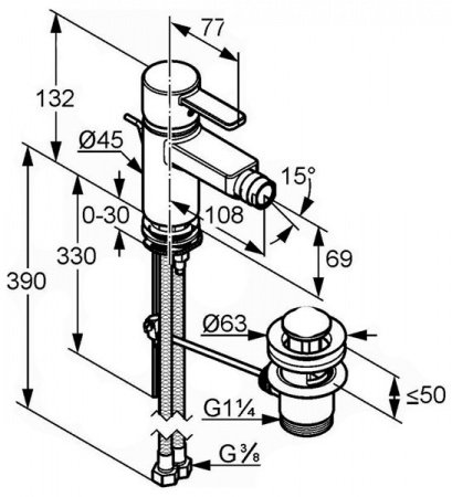 Смеситель для биде Kludi Zenta  385300575 хром