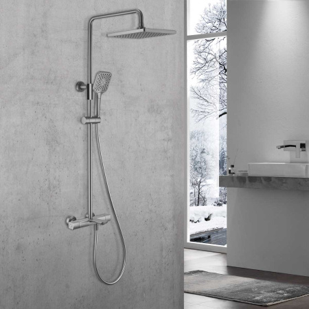 Душевая стойка с термостатом Vincea Next VSFS-1N1TGM вороненая сталь