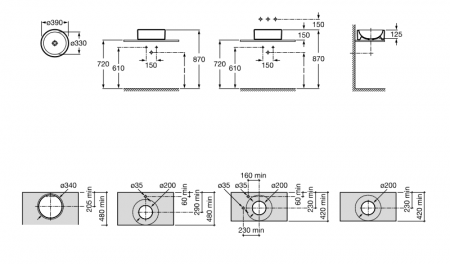 Раковина накладная 39см Roca Terra 32722D000 белый