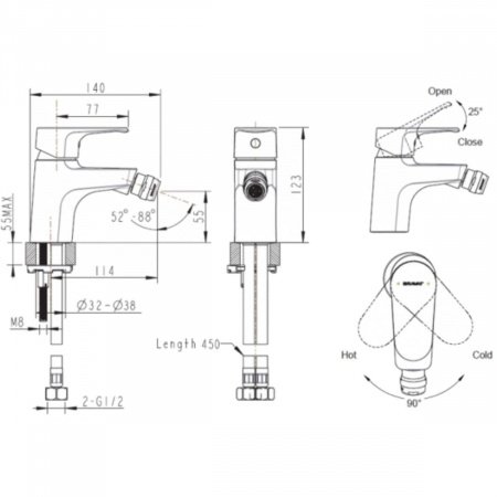 Смеситель для биде Bravat Alfa F3120178CP хром
