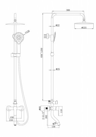 Душевая стойка Bravat Stream F6334368CP-A-RUS хром